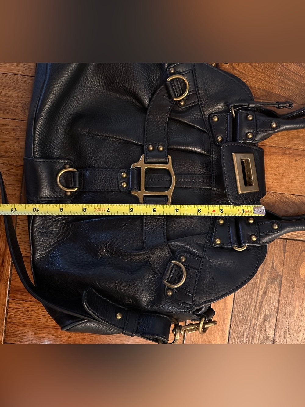 Lockheart Black Shoulder Bag with Gold Accent - Picture 6 of 9